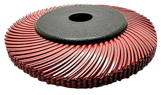 Radial Bristle Brush, 6 in x 1/2 in x 1 in 220 Grit (Red) with Adapter, Type C Curved Bristle (Pack of 1)