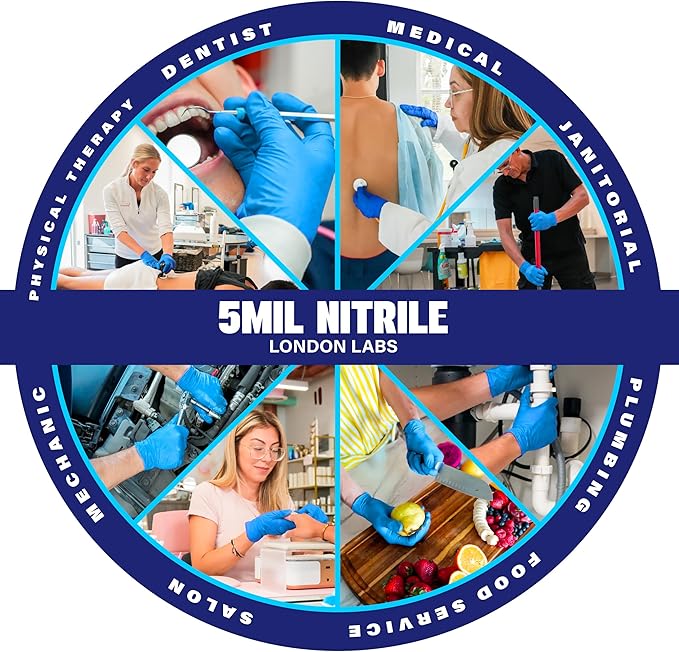 Sky Blue 5 Mil Nitrile Exam Gloves Disposable Latex Free | Medical Rubber Gloves for Doctors, EMT, First Aid Kit, Food Service & Cleaning | Bulk Nitrile for Mechanics (100 CT) - XX-Large
