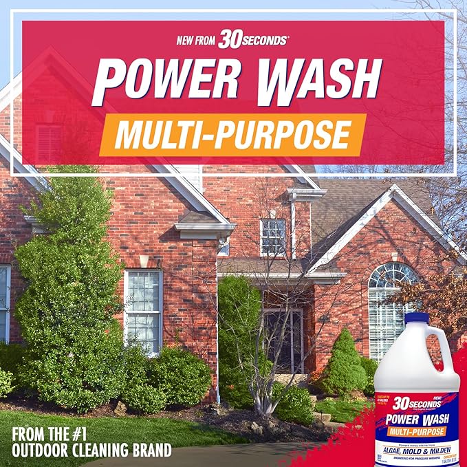 30 SECONDS Pressure Washer Concentrated Cleaner – Power Cleans Stains from Algae, Mold & Mildew, Dirt, Grime – Makes up to 20 Gallons, 2 PACK