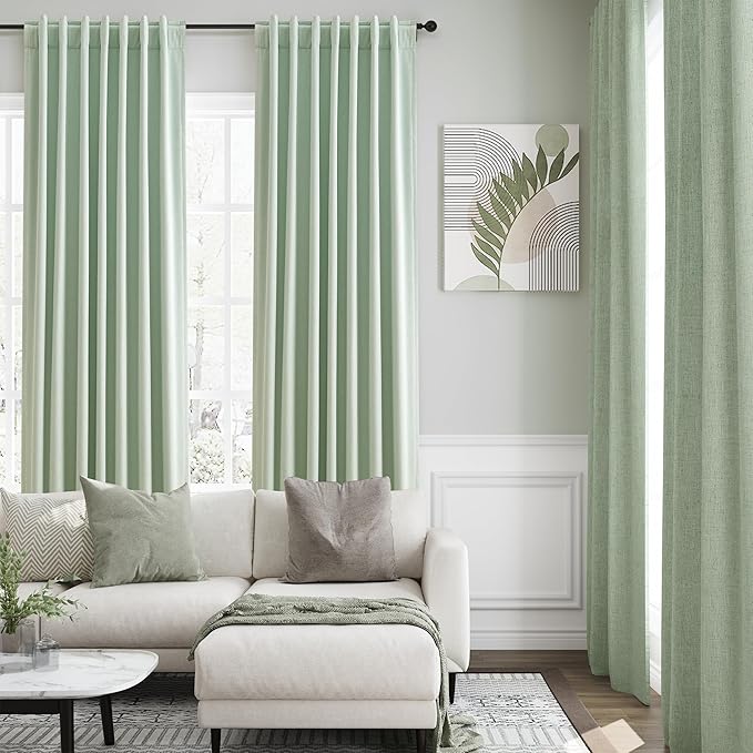 Full Black Out Aqua Green Window Curtains 84 Inches Long Back Tab Rod Pocket Thermal Insulated Noise Reducing Full Light Black Out 2 Panels Set for Living Room Elegant Modern Curtains Drapes 52x84