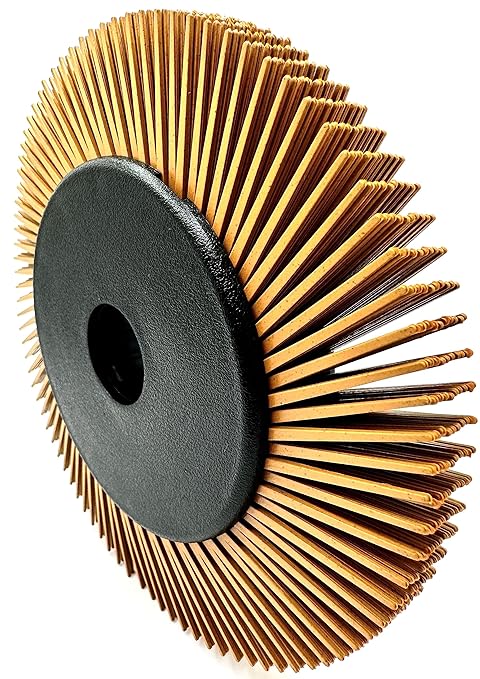 Radial Bristle Brush, 6 in x 1/2 in x 1 in 80 Grit (Yellow) with Adapter (Pack of 1)