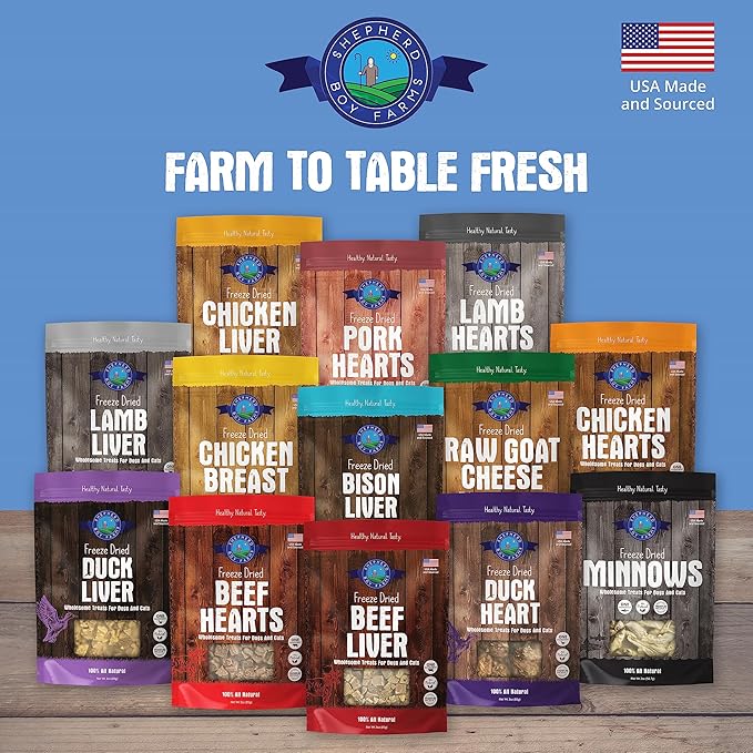 Shepherd Boy Farms Freeze Dried Dog and Cat Treats, Lamb Liver, All Natural Single Ingredient Freeze-Dried Dog Treat & Snacks, Made in USA, High Protein, Essential Nutrition of Raw Food, 8oz