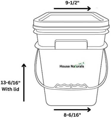 House Naturals 4 Gallon Square Food Grade Bucket Pail with Lid (Pack of 4) Made in USA containers (Green)