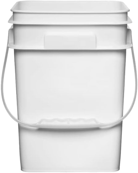 House Naturals 4 Gallon Square Food Grade Bucket Pail with Lid (Pack of 4) Made in USA containers