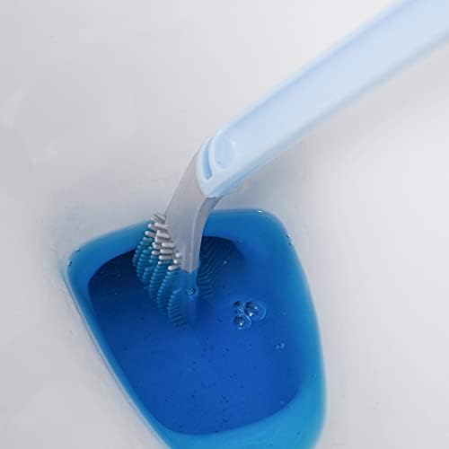 Long Handled Golf Toilet Brush，Flexible Silicone Toilet Bowl Cleaning Brush，Wall-Mounted 360 ° Non-Dead Angle Toilet Cleaning Brush (Black and Green)