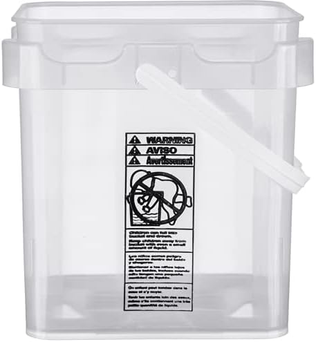 House Naturals 4 Gallon Food Grade Plastic Square Clear Bucket Pail with lid Container (Pack of 2) Made in USA