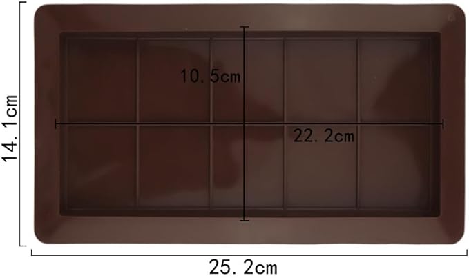 2 Pack Chocolate block Silicone Molds, Silicone Molds for Chocolate, Cake, Candy, Pudding,Fondant, Baking Mold, Soap Molds for Soap Making, 10 Cavities