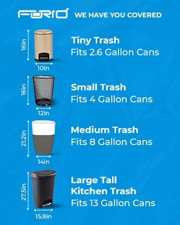 FORID Clear Small Trash Bags, 2.6 Gallon Garbage Bags, Wastebasket Bin Liners 220 Count Plastic Trash Bags for Bathroom Bedroom Office Garbage Can 10 Liters - Durable & Thick Trash Bag