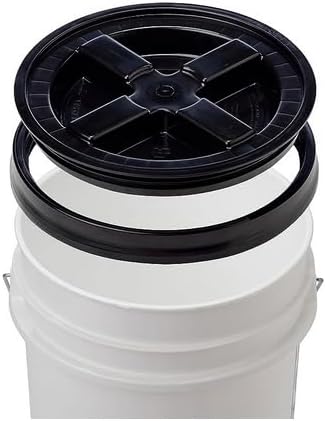 House Naturals 5 Gallon Food Grade Plastic Bucket with Air Tight Screw on Lid Made in USA Container (Yellow Bucket with Black Lid)