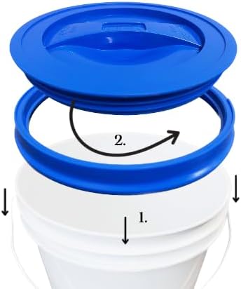 House Naturals 2 Gallon Food Grade - BPA Free Made in USA Buckets Lime Color pails with Screw On Gasket Lids (3, Lime - Blue lids)