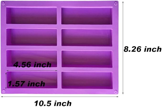 Palksky (2 Pcs) 8 Cavity Rectangle Granola Bar Silicone Mold/Nutrition/Cereal Bar Molds Energy Bar Maker for Chocolate Truffles Ganache Bread Brownie Cornbread Cheesecake Pudding Butter Mould