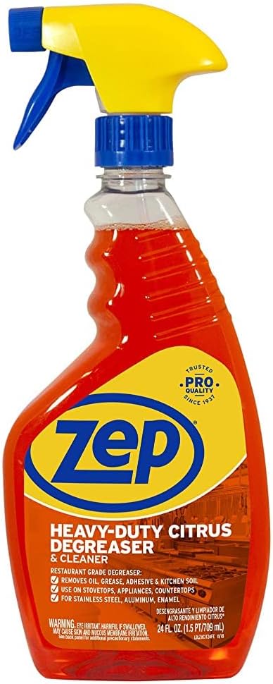 Zep Heavy-Duty Citrus Degreaser and Cleaner - 24 oz (Case of 2) ECZUCIT242 - Restaurant Grade, Removes Oil, Grease, Adhesive, and Kitchen Soil on Stovetops, Appliances