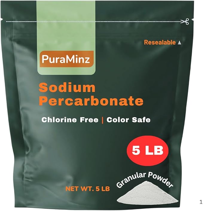 Sodium Percarbonate - 5 Pound - Premium Oxygen Bleach Powder - Solid Hydrogen Peroxide - Multipurpose Cleaner - Color Safe Laundry Stain Removal, Dishwasher, Deodorizer - Industrial Grade Strength