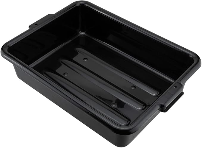 Restaurantware TUB ONLY: RW Clean 21.25 Inch x 15.7 Inch Bus Tubs 12 Regular Bus Boxes - Lids Sold Separately With Handles Black Plastic Restaurant Tubs Heavy-Duty For Kitchen Organization