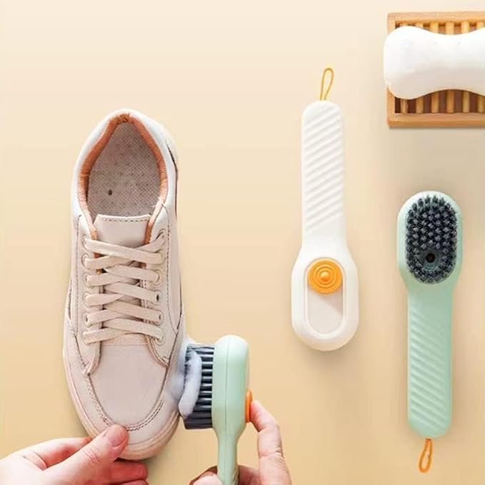 2 in 1 Multifunction Cleaning Brush, Multifunctional Cleaning Brush with Soap Dispenser, Liquid Filled Laundry Brush, Household Cleaning Clothes Shoes Brush with Liquid Box (Green)
