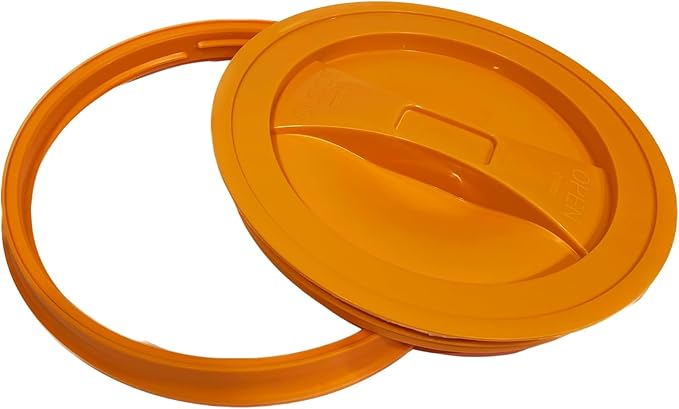 House Naturals 2 Gallon Food Grade - BPA Free Made in USA Buckets Lime Color pails with Screw On Gasket Lids (5, Lime - Orange lids)