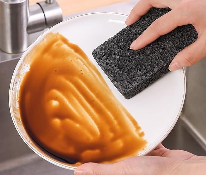 12 - Pack Non-Scratch Scrub Sponges - Sponges for Dishes and Washing Dishes, Cleaning Sponges for Kitchen Home Bathroom Cars, Funny Cut-Outs DIY for Kids(Black&White
