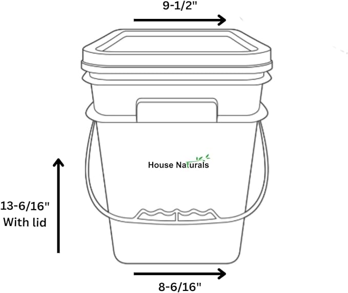 House Naturals 4 Gallon Square Plastic Bucket, Food Grade BPA Free containers, Made in USA, (Pack of 2)
