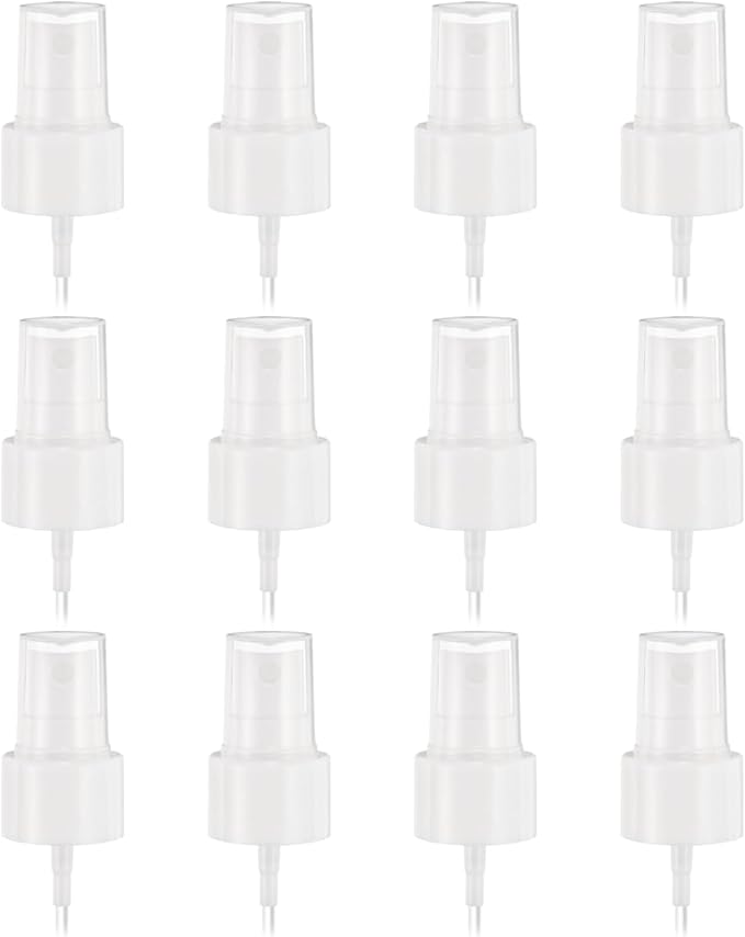 uxcell 12 Pcs White Spray Top, 24/410 Fine Mist Sprayer Reusable Replacement Spray Bottle Pump Plastic Top for Cosmetic Perfume and Body Sprays Bottle