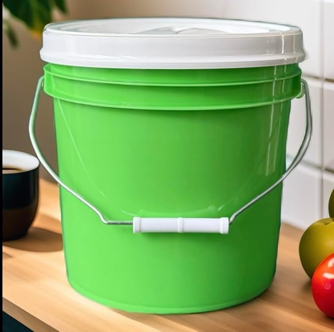 House Naturals 2 Gallon Food Grade - BPA Free Made in USA Buckets Lime Color pails with Screw On Gasket Lids (1, Lime - White lids)
