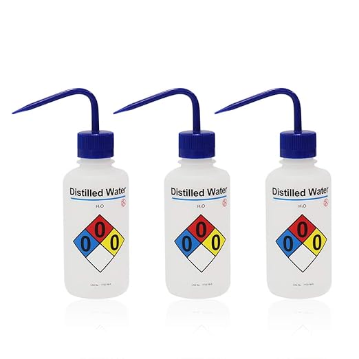 Distilled Water Narrow Mouth Wash Bottles, 3pcs of Vol.500ml, LDPE Material, WBD500-003