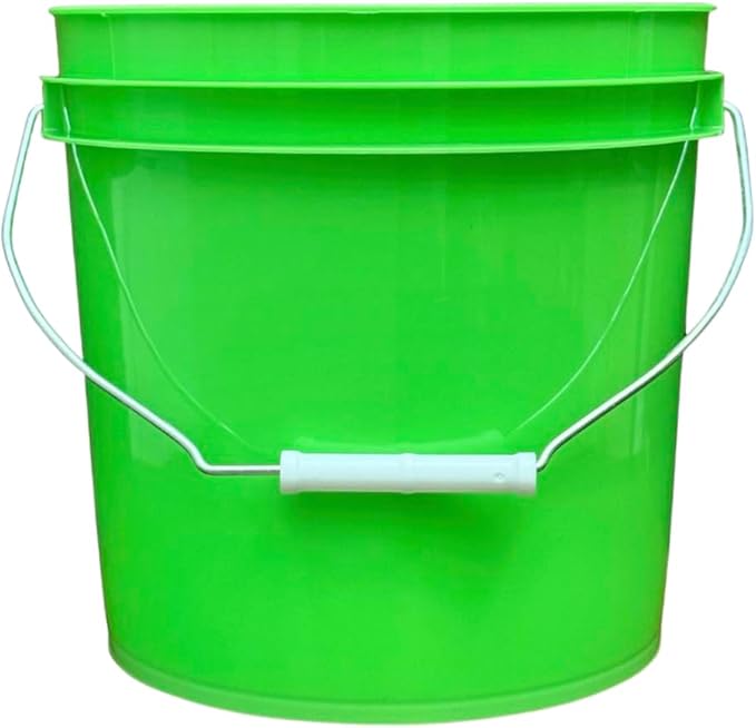 House Naturals 2 Gallon Food Grade - BPA Free Made in USA Buckets Lime Color pails with Screw On Gasket Lids (2, Lime - Blue lids)