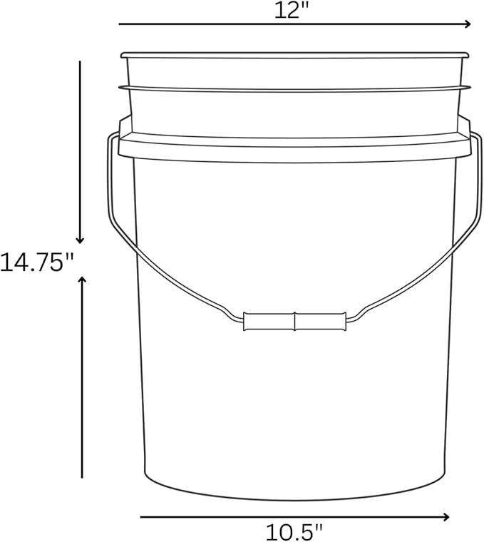 House Naturals Food Grade 5 Gallon Made in USA Plastic Bucket with Air Tight Screw on Lid (White Buckets with White Lids)