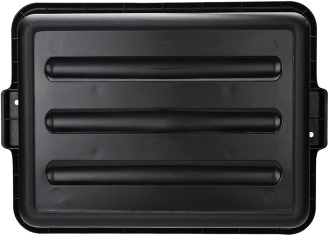 Restaurantware TUB ONLY: RW Clean 21.25 Inch x 15.7 Inch Bus Tubs 12 Regular Bus Boxes - Lids Sold Separately With Handles Black Plastic Restaurant Tubs Heavy-Duty For Kitchen Organization