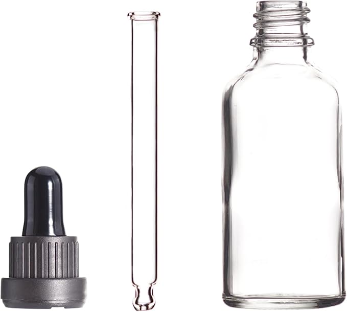 YIZHAO Clear Glass Dropper Bottle 2oz, Tincture Bottles with Glass Dropper, for Essential Oils, Aromatherapy, Cosmetic, Laboratory, Pharmacy, Liquids, Travel –12 Pcs