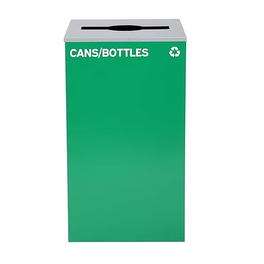 Alpine Industries Mixed Lid 29 Gallon Sturdy Steel Cube Recycling Container, Square Opening - 3 Color Cans Available Sold Separately (Lid Mixed Opening)