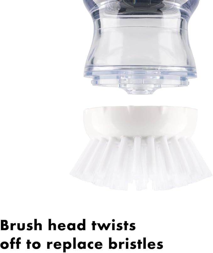 Soap Dispensing Palm Brush, Dish Brush Set with Silicone Drip Tray and One Refill, Kitchen Dish Scrub Brush for Cleaning Pots, Pans, Sinks