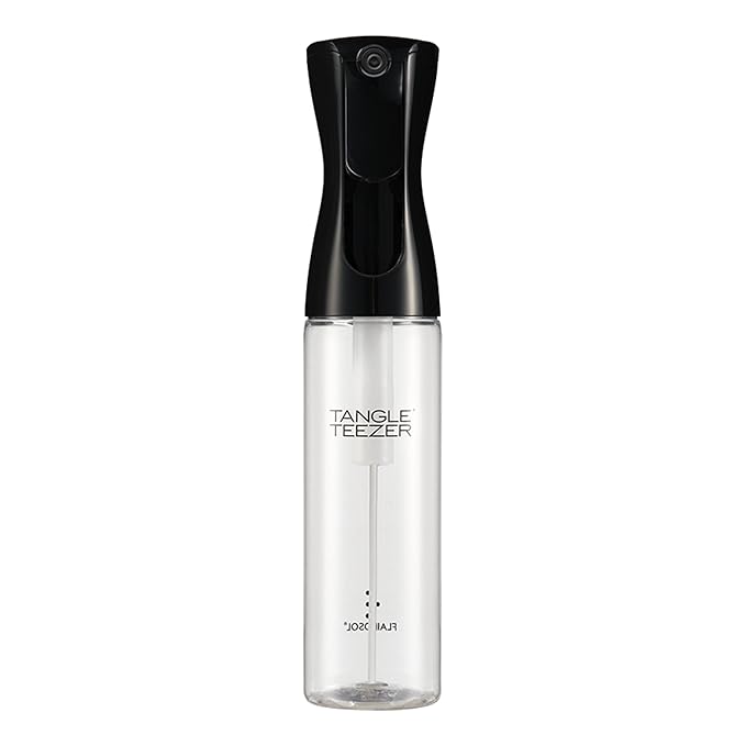 TANGLE TEEZER Fine Mist Continuous Spray Bottle, Reusable and Refillable, for Hair Detangling and Styling, 10.1 oz, Black