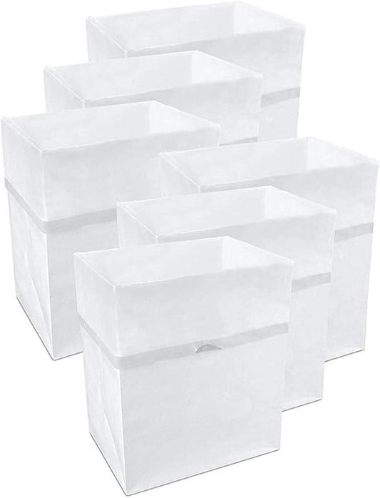 13 Gallon Disposable Pop-Up Trash Cans (6-Pack) with Fitted Bags – Foldable Garbage & Recycling Bins for Parties, Events & Kitchen (White, 17" H x 13.5" W x 10" D)
