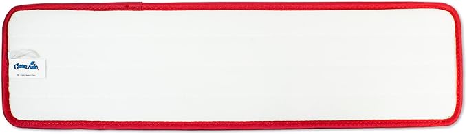CleanAide Twist Yarn Microfiber Flat Mop Pad with Scrub Strips for 18" Mop Plates, Reusable, Dual-Action Dry & Wet Cleaning for Homes & Offices for Hardwood, Tile, Laminate & Vinyl Floors, Red