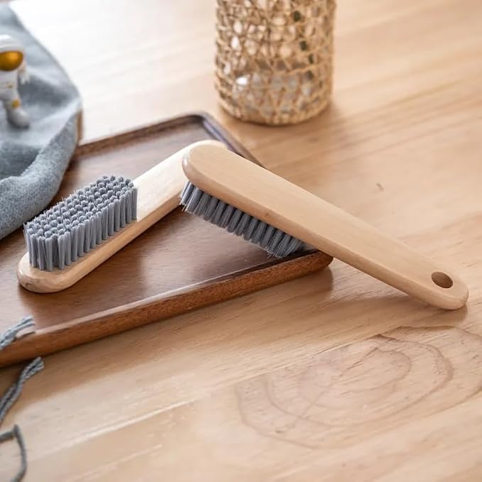 Laundry Stain Brush - Wooden Handle Clothes Cleaning Brush, Soft Bristle Fabric Scrubber, Effective Laundry Brush for Gentle and Damage-Free Stain Removal