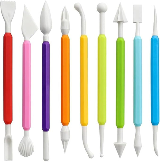 LINPHCEY 9PCS Clay Tools for Kids Air Dry Clay Tool Kit Plastic Clay Sculpting Tools Set for DIY Pottery, Modeling Molding Polymer Clay – Safe & Easy Grip for Beginners & Craft Lovers