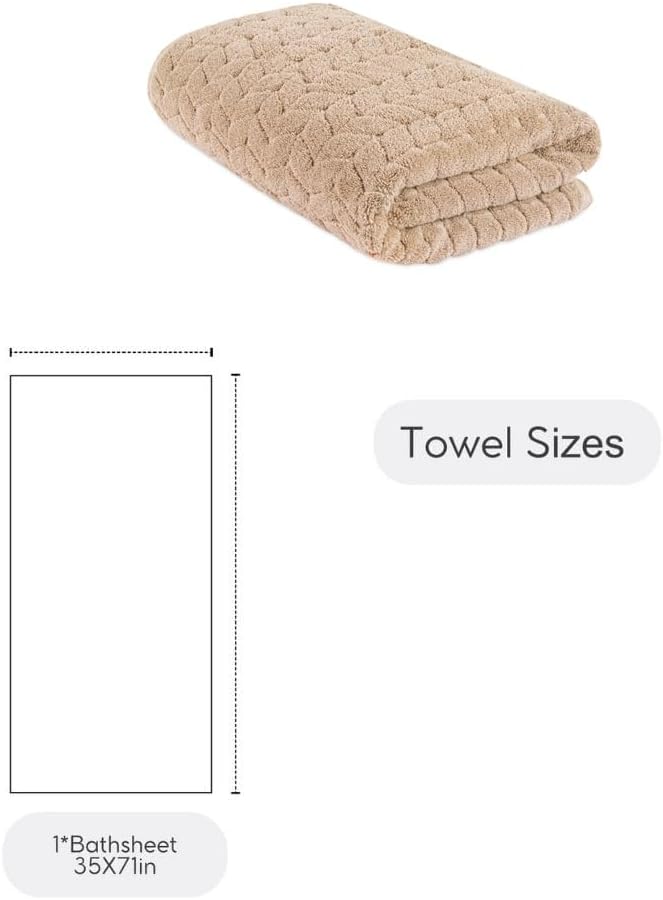 BAGNO MILANO Turkish Bath Towels, Soft Plush Jacquard Luxury Bath Towels, Quick Dry Towel Set (Latte, Bath Sheet)