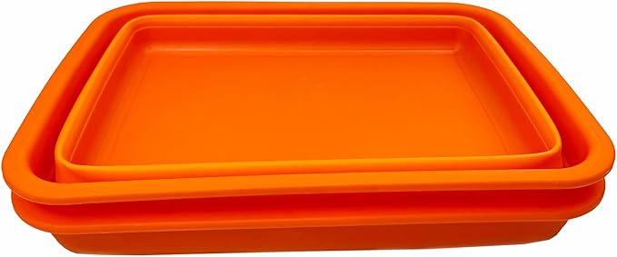 SAMMART 8L (2.1 Gallon) Set of 2 Collapsible Tub - Foldable Dish Tub - Portable Washing Basin - Space Saving Plastic Washtub (Orange)
