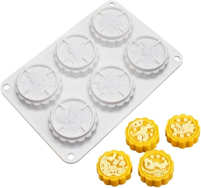 Rabbit Pattern Silicone Cake Mold Handmake DIY Mould Silicone Moulds For Cake Mooncake Mold (Mooncake N_8.52 X5.8 X0.84 inch)