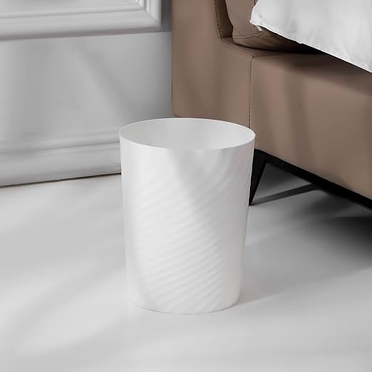 UUJOLY Bathroom Small Trash Can with Trash Bag Plastic Garbage Can Round Waste Basket for Bathrooms, Laundry Room, Kitchens, Offices, Kids Rooms, Dorms, 1.8 Gallons, 3 Pack (White Grey Black)