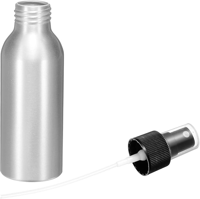 HARFINGTON Aluminum Fine Mist Spray Bottles 100ml/3.4oz Metal Small Liquid Alcohol Refillable Travel Container with Black Plastic Nozzle Cap for Perfume Skincare Cosmetic Storage Bottle