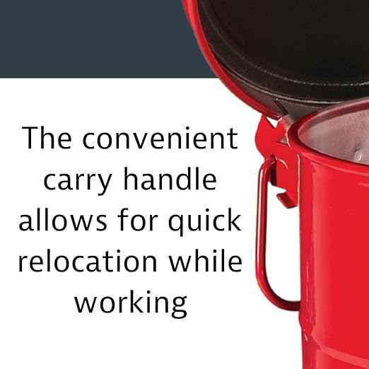 Justrite 6 Gallon Galvanized Steel Oily Waste Can, 16" x 12" Metal Oil Rag Safety Can with Quiet Foot-Operated Self-Closing Lid for Oil Rag Disposal, Made in The USA, Red, 09108
