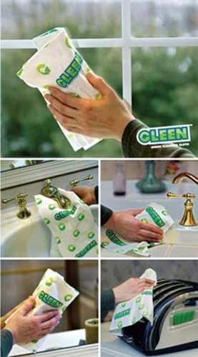 GLEEN 3817 Reusable Cleaning Cloth, 16" x 16", Green, 5 Count
