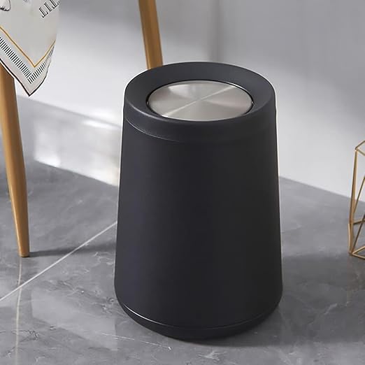 8L/2.1GALbrass Garbage can with Swing lid，Brushed Nickel Gold Trash can,Matte Gold Trash can for Bathroom,Powder Room,Bedroom,Laundry Room (Black -32-8l)