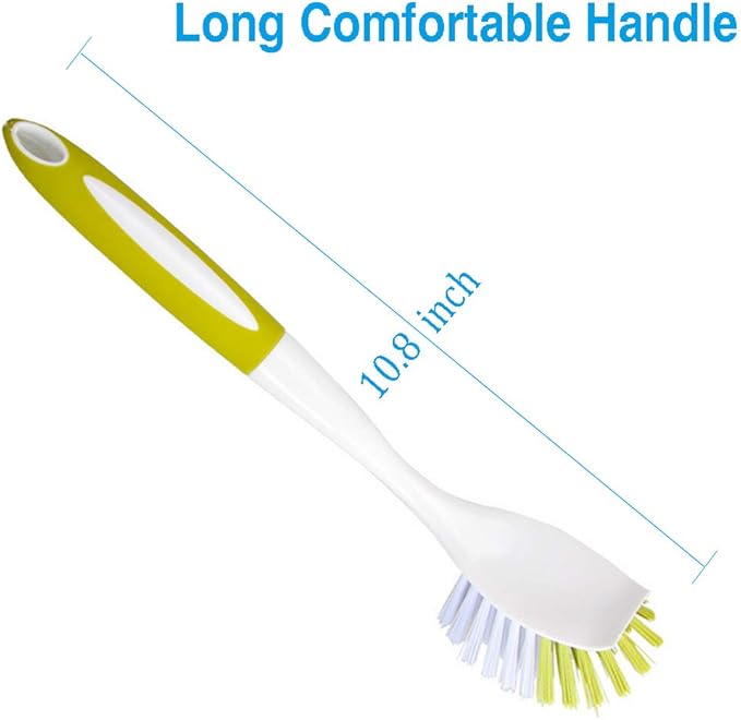 Dish Brush, Dish Scrubber & Kitchen Scrub Brush for Dishes, Pots, Pans, Sink, Cast Iron, Yellow-Green 3 Pack