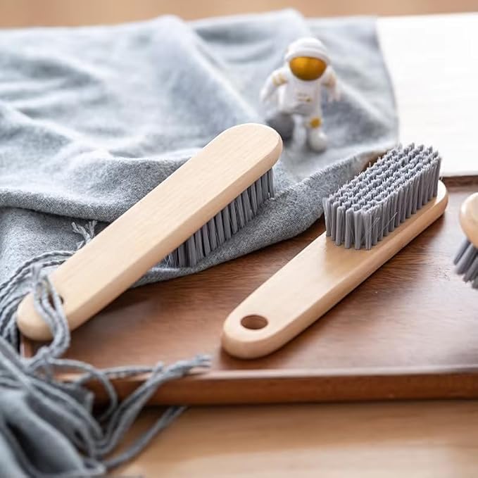 Laundry Stain Brush - Wooden Handle Clothes Cleaning Brush, Soft Bristle Fabric Scrubber, Effective Laundry Brush for Gentle and Damage-Free Stain Removal