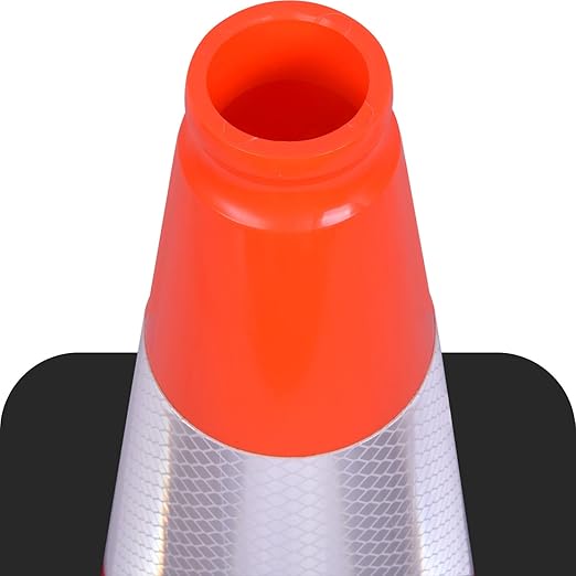 Fluorescent Orange/Green PVC Traffic Cones, Heavy Black Base Parking Lot Cone Structurally Stable Weatherproof Road Construction Safety Cones (8, Orange, 18" Medium)