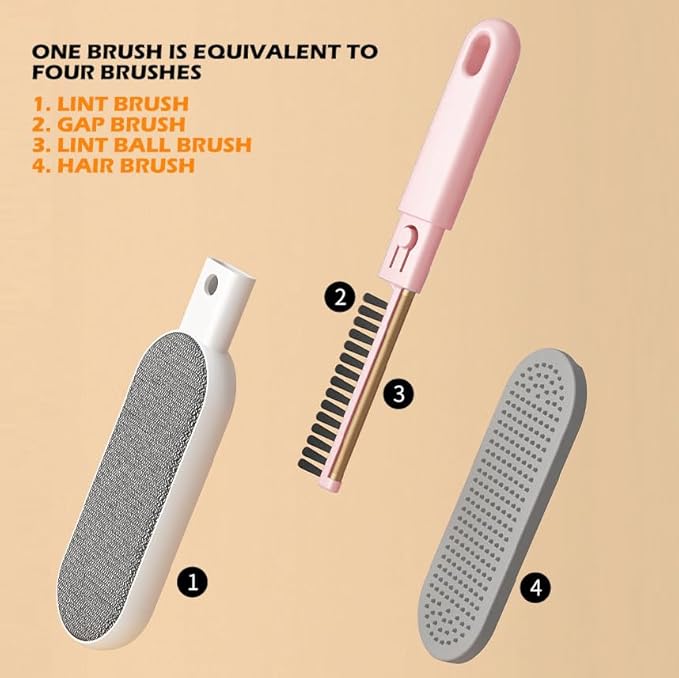 Multi-Function Travel Size Lint Brush for Clothes - Efficient Lint Remover & Pet Hair Collector for Dogs & Cats (Pink)