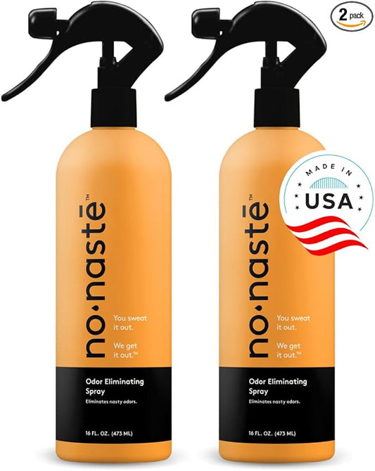 Nonaste Odor Eliminating Spray - 16 Fl Oz (Pack of 2) - Shoe & Yoga Mat Spray, Boxing Glove Deodorizer, Gym Bag Deodorizer, Fabric Odor Eliminator - No Washing Needed