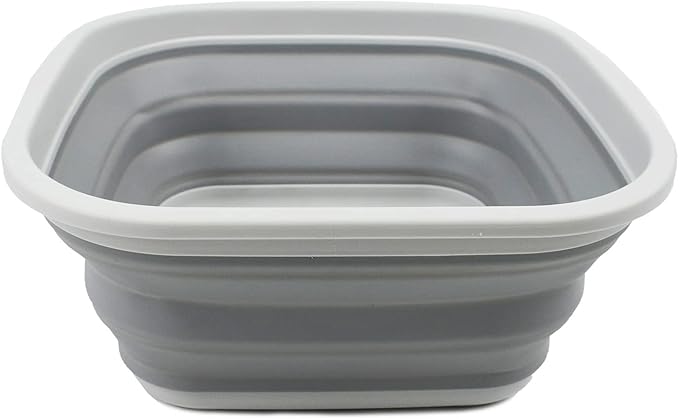SAMMART 5.5L (1.4 Gallons) Collapsible Tub - Foldable Dish Tub - Portable Washing Basin - Space Saving Plastic Washtub (Grey)